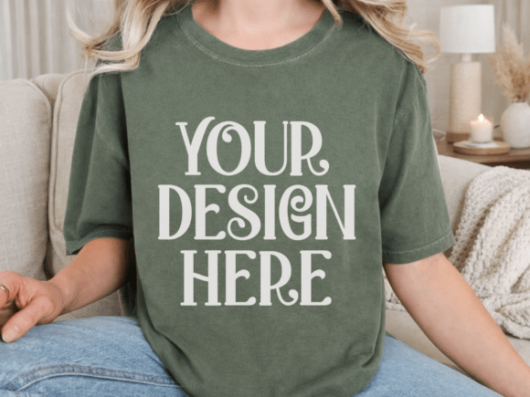 Download Comfort Colors 1717 Moss T-shirt Mockup - Premium Bundle