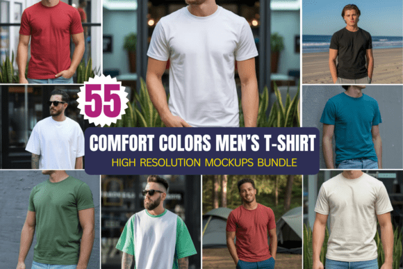 Download Comfort Colors Men’s T-shirt Mockups Bun - Mockup Collection