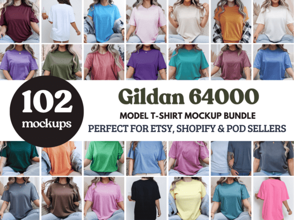 Download Gildan 64000 Model T-Shirt Mockup Bundle - Premium Resources