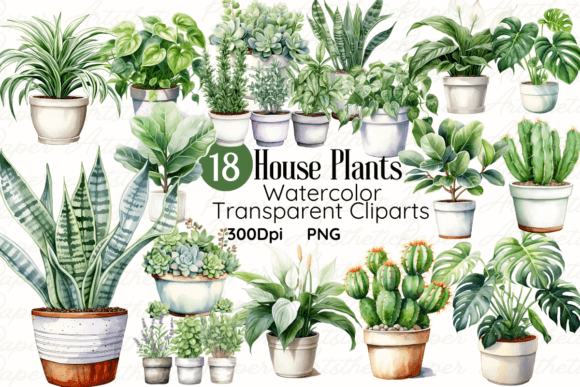 Download Watercolor House Plants Clipart Bundle - Plants Collection