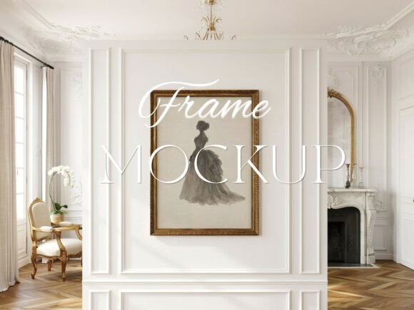 Download Classic Ornate Frame Mockup White Wall - Mockup Collection