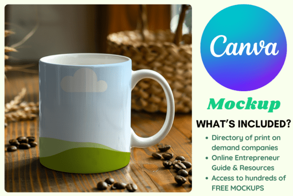 Download Mug with Coffee Beans Setup Canva Mockup - Mockup Collection