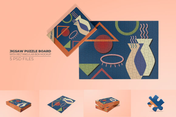 Download Jigsaw Puzzle Board with Box Mockup - Mockup Collection